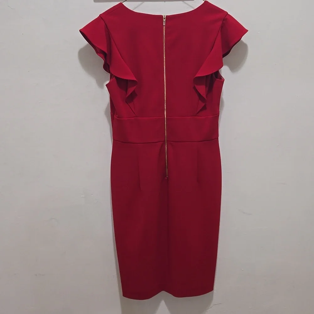 DKNY Red Ruffle Mini Dress - Picture 3 of 3
